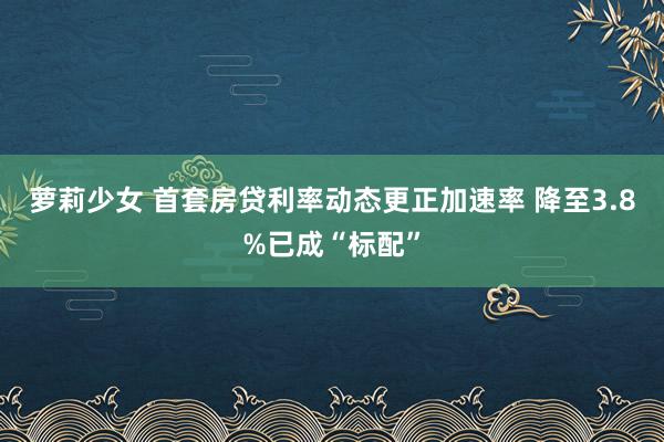 萝莉少女 首套房贷利率动态更正加速率 降至3.8%已成“标配”