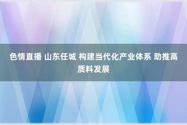 色情直播 山东任城 构建当代化产业体系 助推高质料发展