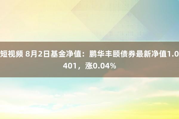 短视频 8月2日基金净值：鹏华丰颐债券最新净值1.0401，涨0.04%