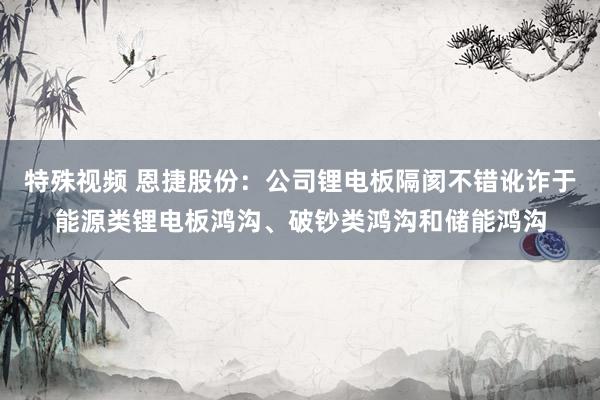 特殊视频 恩捷股份：公司锂电板隔阂不错讹诈于能源类锂电板鸿沟、破钞类鸿沟和储能鸿沟