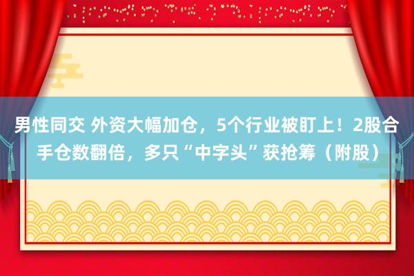 男性同交 外资大幅加仓，5个行业被盯上！2股合手仓数翻倍，多只“中字头”获抢筹（附股）