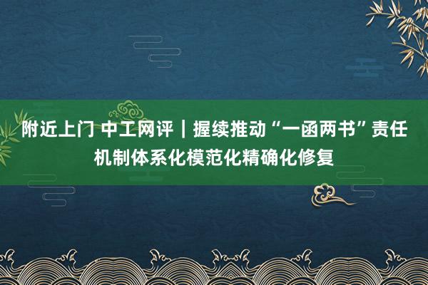 附近上门 中工网评｜握续推动“一函两书”责任机制体系化模范化精确化修复