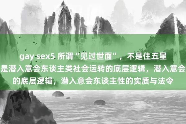 gay sex5 所谓“见过世面”，不是住五星级旅社、坐头等舱，而是潜入意会东谈主类社会运转的底层逻辑，潜入意会东谈主性的实质与法令