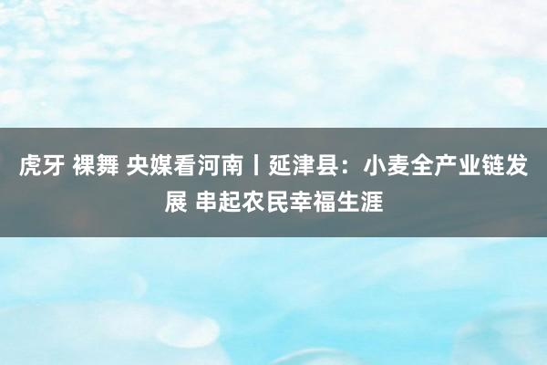 虎牙 裸舞 央媒看河南丨延津县：小麦全产业链发展 串起农民幸福生涯